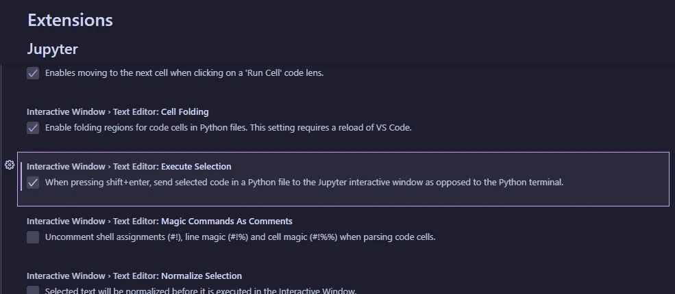 Jupyter REPL VSCode Setting